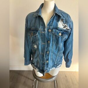 NWOT Distressed Denim Jacket